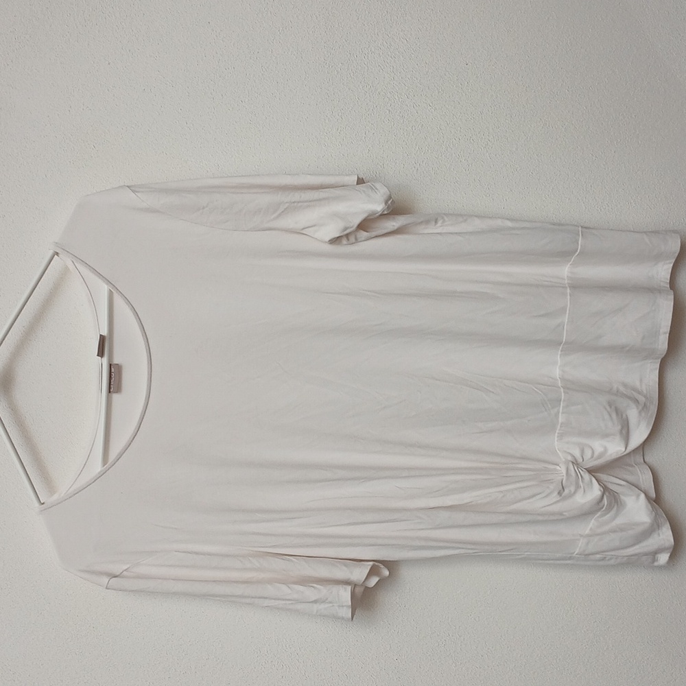 Chico's Basic White Short Sleeve Cinch Hem T-Shirt Size 3 US XL Neutral Layer